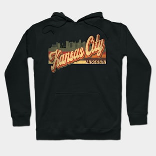 Kansas City Missouri Retro Vintage 70s 80s Design USA State Distressed Hoodie